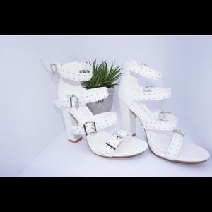 White chunky heels